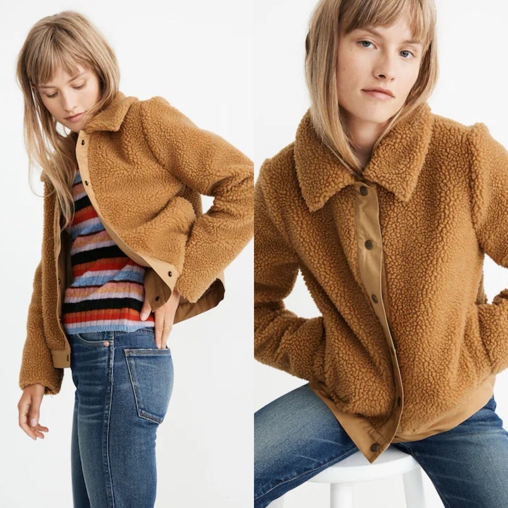 Madewell / Sherpa Portland Jacket in Distant Sand Melange